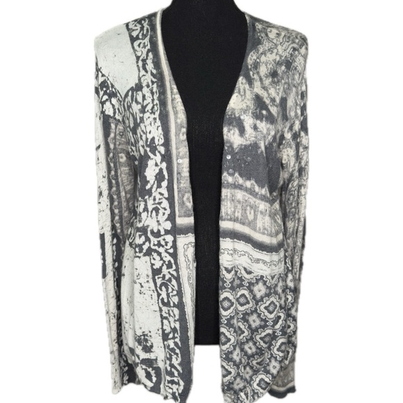 Chicos Open Cardigan Sweater Cream Gray Sz 3 XL 16 - Picture 1 of 9